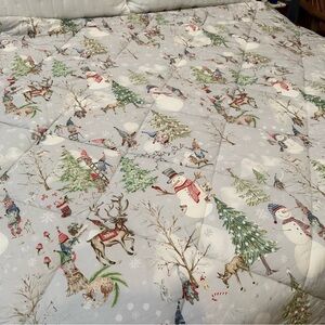 Pottery Barn Snow Day Gnomes Comforter Full/Queen Organic Cotton